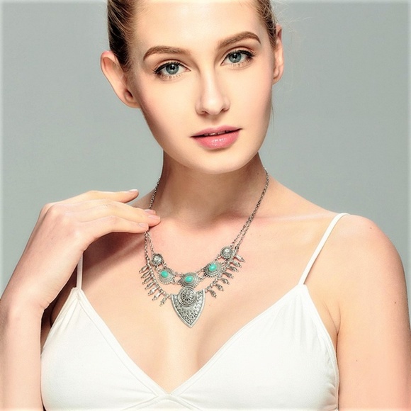 Bella Smyle Jewelry - N9 | Boho Multi Layer Silver Pendant Necklace